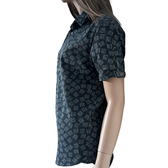 Ted Baker London Blouse Top Shirt Geometric Pattern Full Button Front Micro Dots - Picture 5 of 16